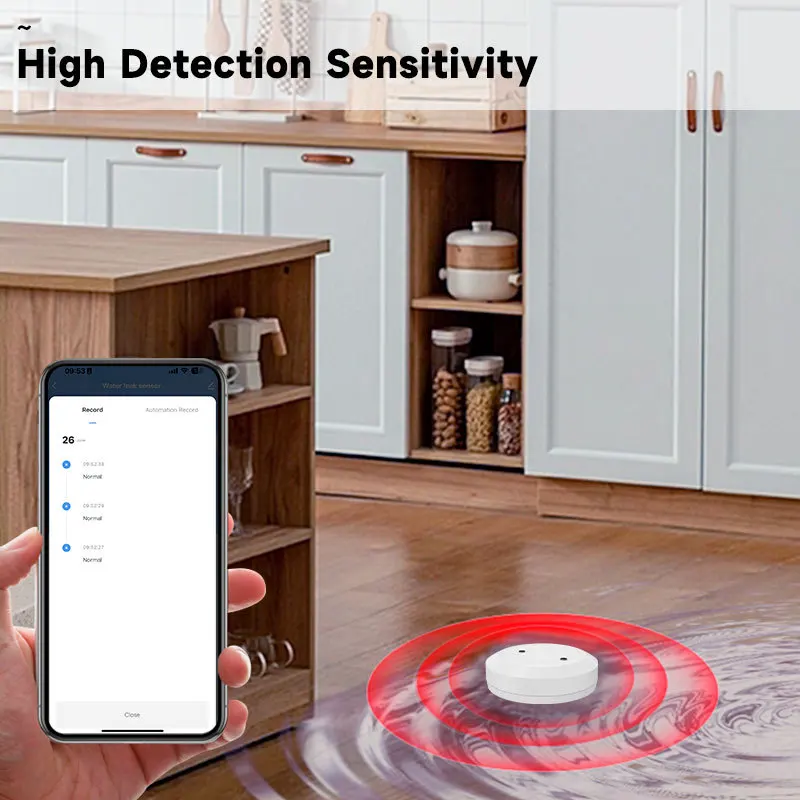 Tuya Zigbee-水浸漬センサー,水漏れ検出器,アラーム,リモートコントロール,自動モニタリング