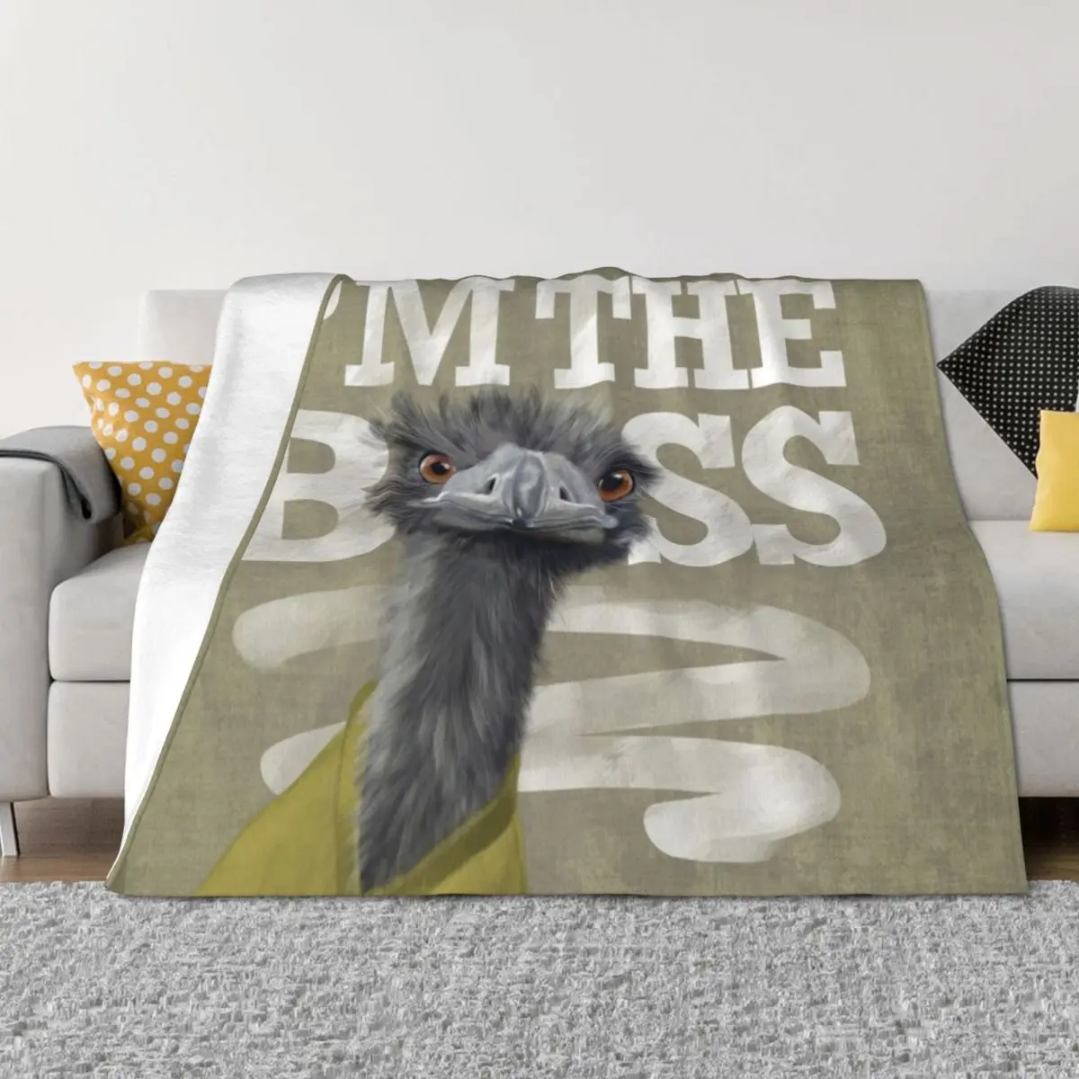 

Ostrich. I'm the Boss! Throw Blanket Soft Plush Single Comforter Blankets
