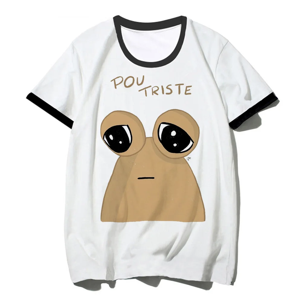 Pou camisetas de manga para mujer, ropa harajuku para niña