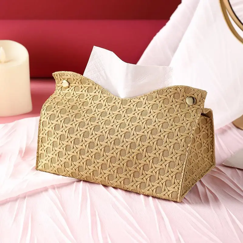 PU Leather Tissue Box Non-slip Bottom Decor Napkin Holder Waterproof for Home Living Room Bedroom Bathroom Office Desktop Decor