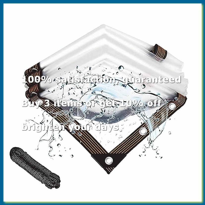 6.6x6.6 FT Clear Waterproof Tarps, Tarp With,Clear Tarps for Patio,for Covering Henhouse Porch Canopy Plant Camping