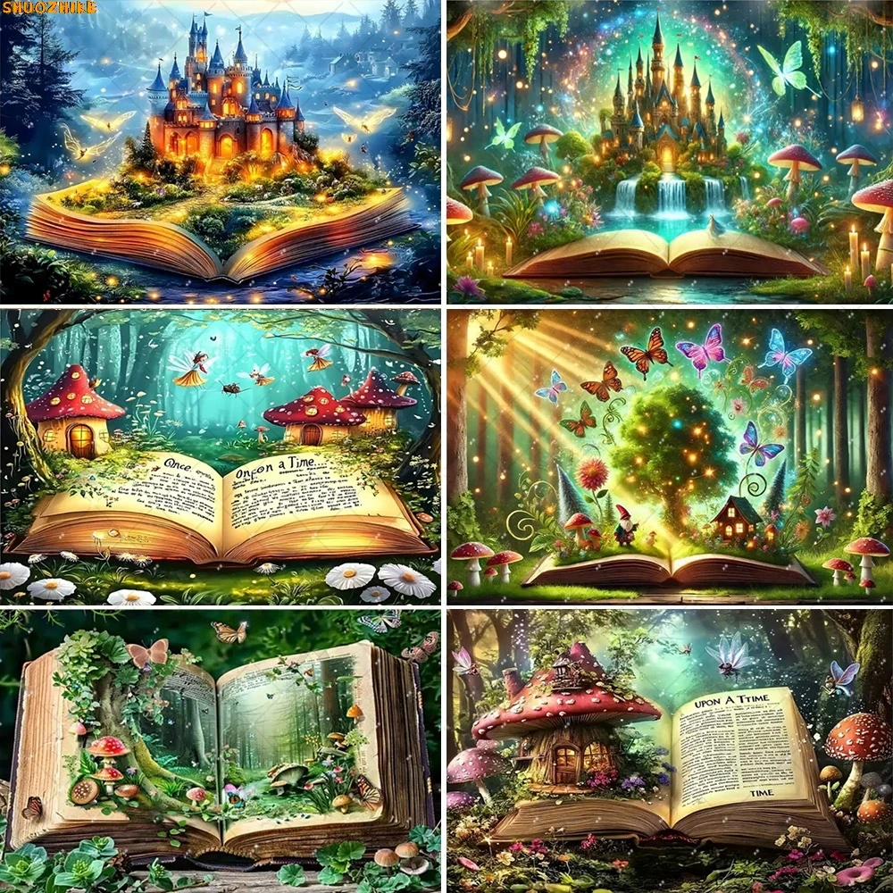 خرافة كتاب موضوع خلفيات للتصوير الفوتوغرافي الدعائم القلعة فراشة زهرة الغابات الزفاف عيد ميلاد استوديو الصور خلفية BK-01 #1