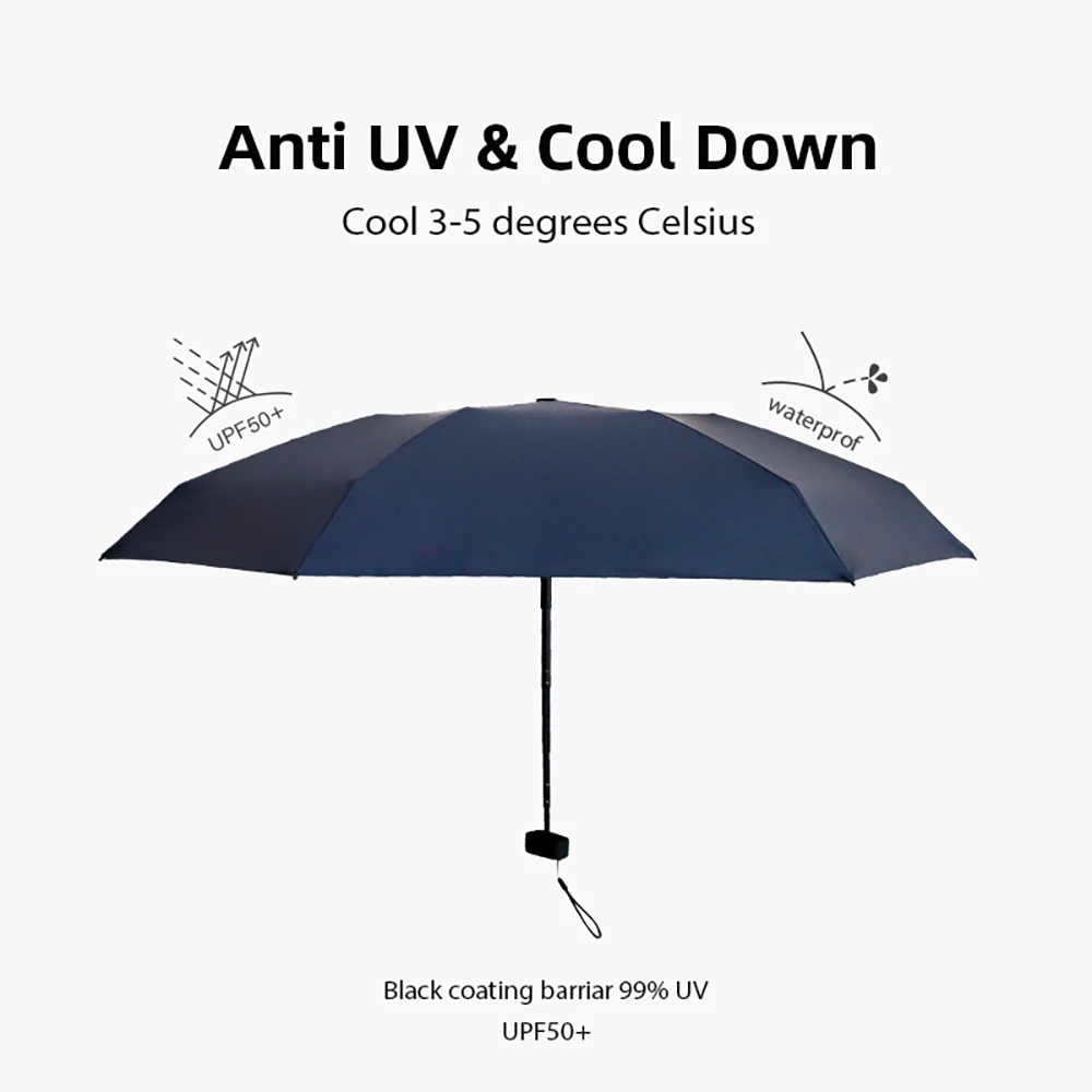 Brand Mini Pocket Umbrella Rain Women Portable Ultralight Flat Clear Umbrella Six Folding Sun Small Umbrella Men Anti UV Parasol