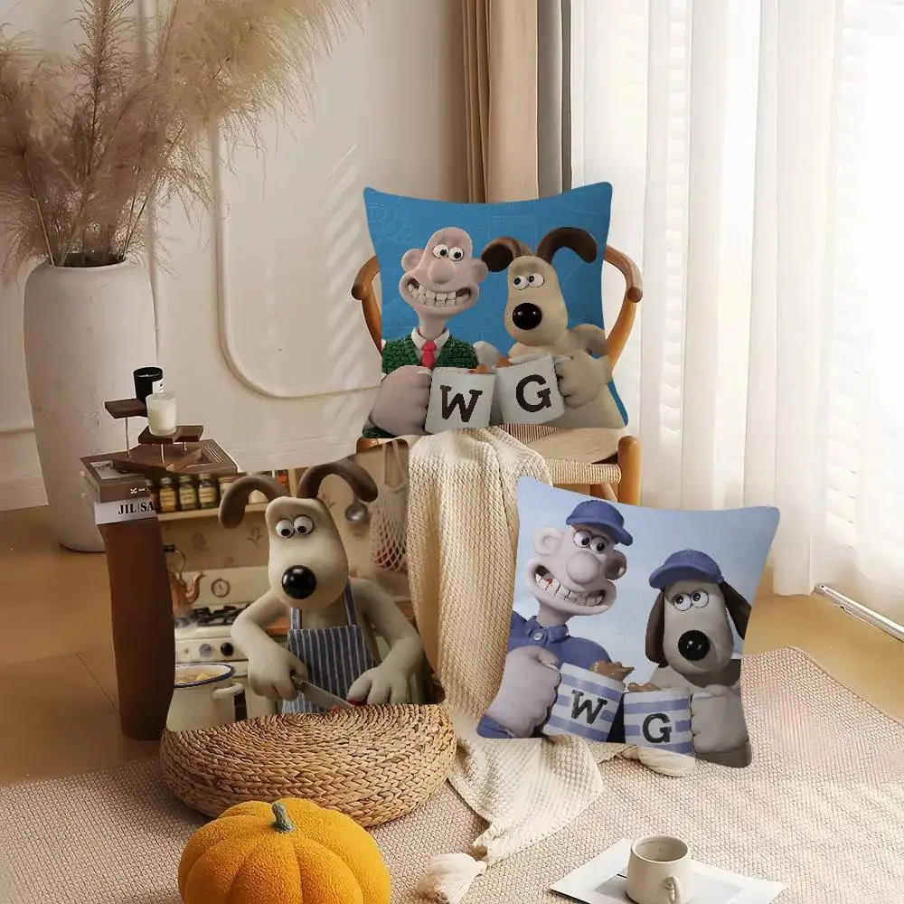 Anime Wallace And Gromit Cute Cartoon L Game Cushion Cover Pillowcase Upholstery Sofa Throw Pillow Home Decor Pillowcas