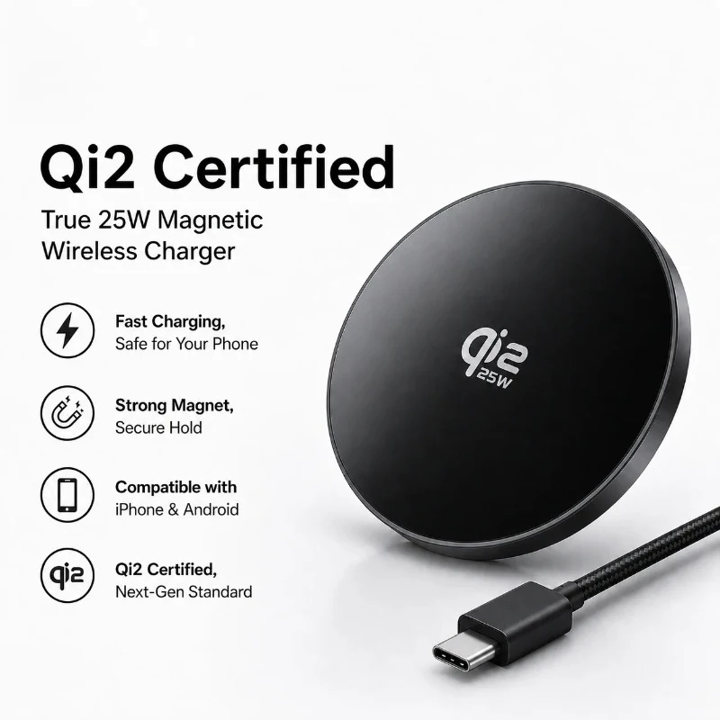 Qi2.2 Wireless Chargers 25W Magnetic Induction Fast Charging For Magsafe IPhone17 16 15 ProMax‌ 5W Airpods Series Xiaomi Samsung