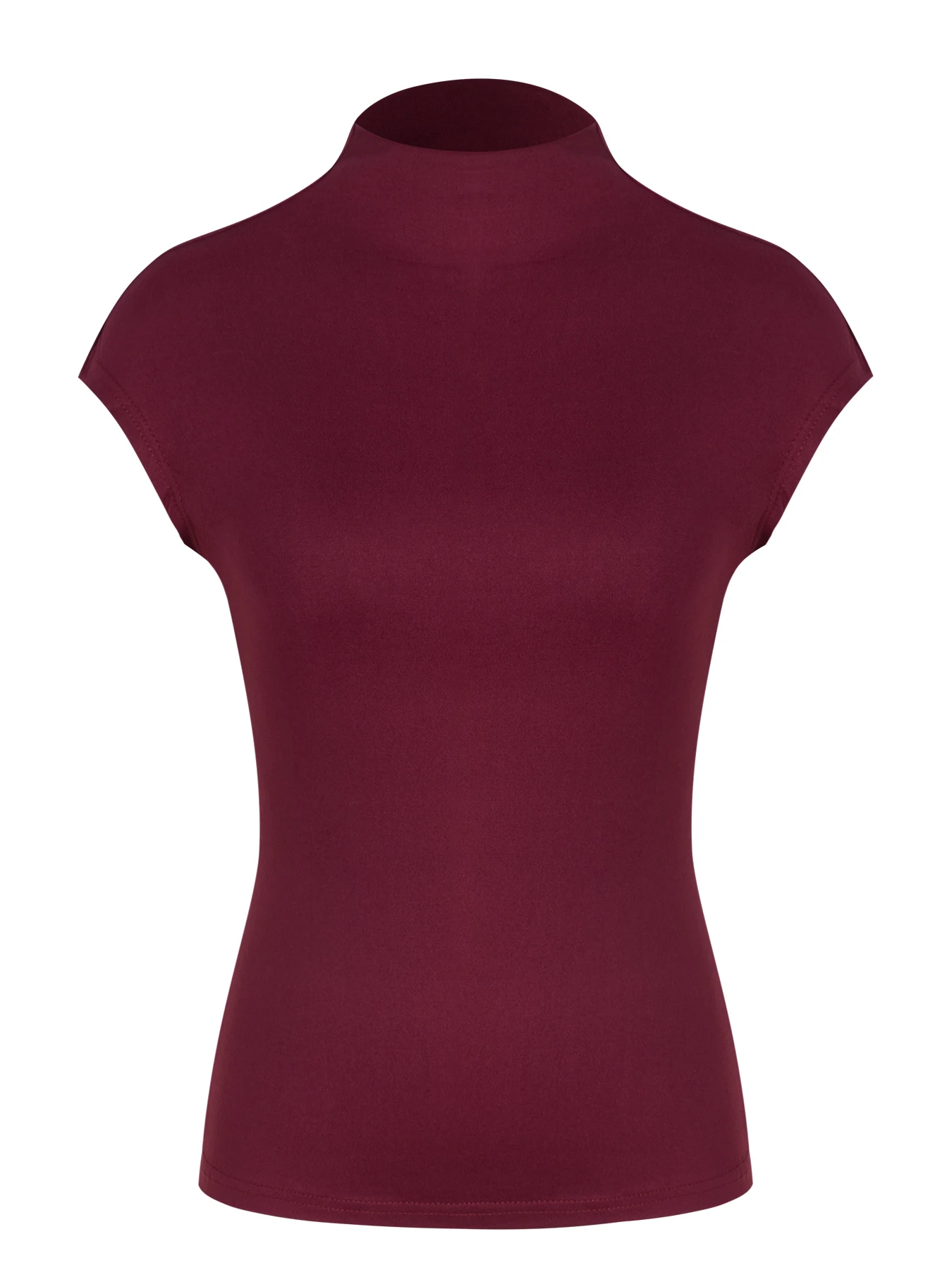 Tanktop für Damen, Stehkragen, kurze Ärmel, einfarbig, gerippter Strick, schmale Passform, Basic-Shirt für Büro und Alltag – Detail 8