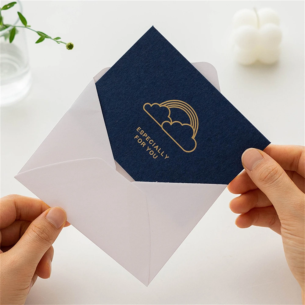 10Pcs Korean Hot Stamping Thanks Blessing Greeting Card With Envelope Wedding Christmas Birthday Business Message Card Gift