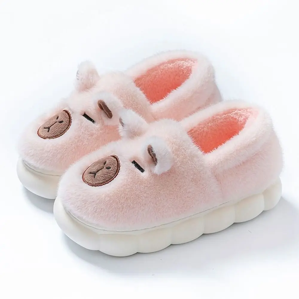 Homewear كابيبارا نعال قماش رشاقته الدافئة المضادة للانزلاق الكرتون فروي النعال سميكة سوليد لطيف الشتاء أحذية قطنية الهدايا #2