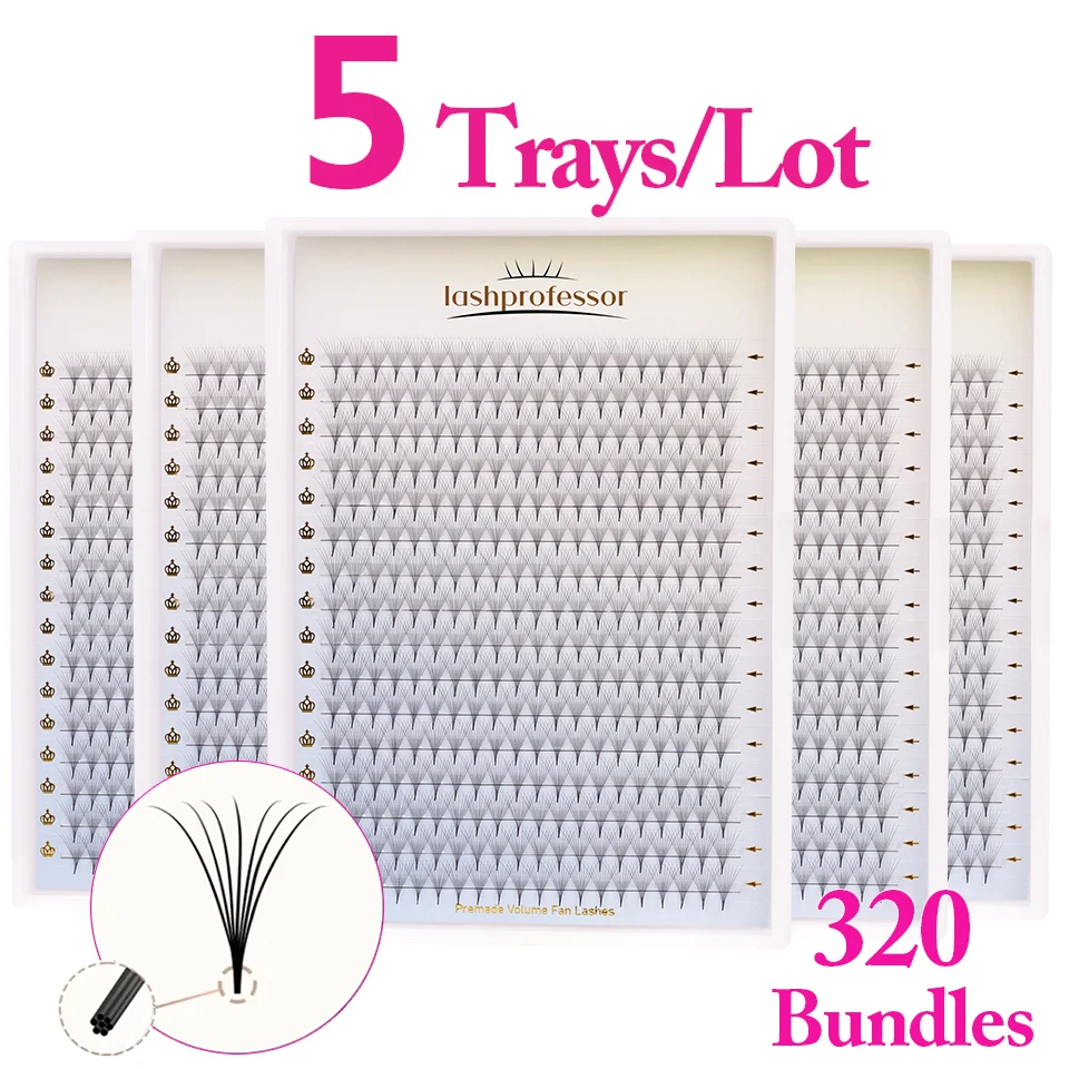 320 المشجعين بالجملة 5 حالات/مجموعة رمش تمديد مدبب قاعدة المشجعين مسبقة الصنع ثلاثية الأبعاد 5D 6D 8D 10D 12D 30D جذور رقيقة لاش برو صنع حجم