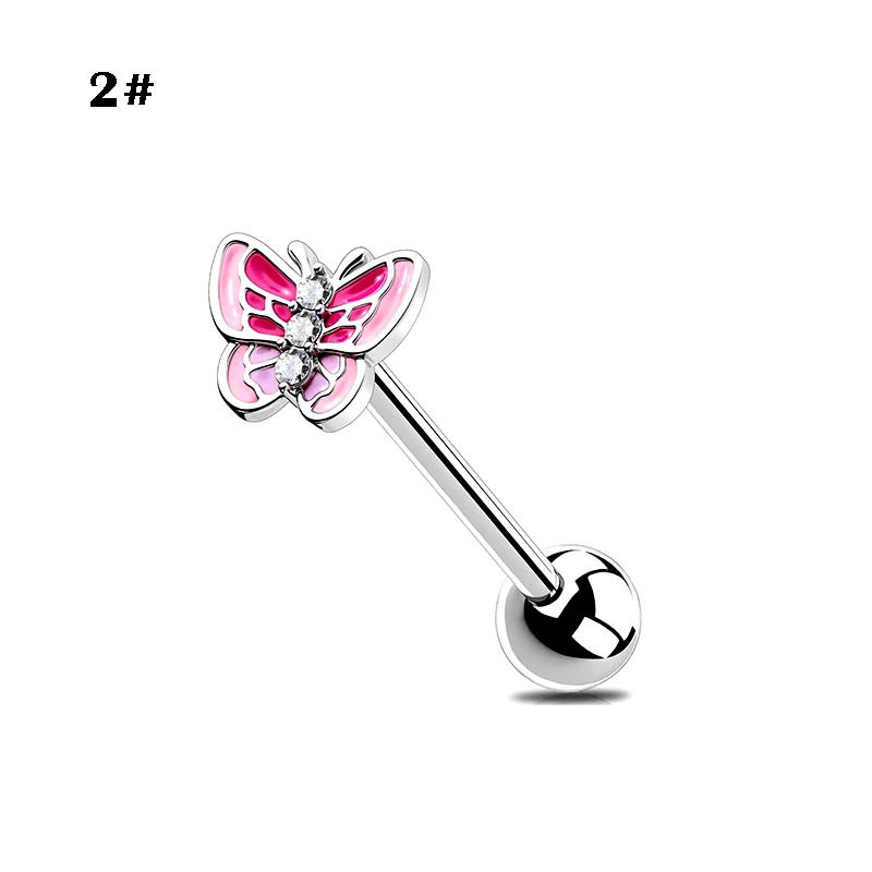 Stainless steel heart-shaped tongue nail zircon star tongue ring human puncture jewelry