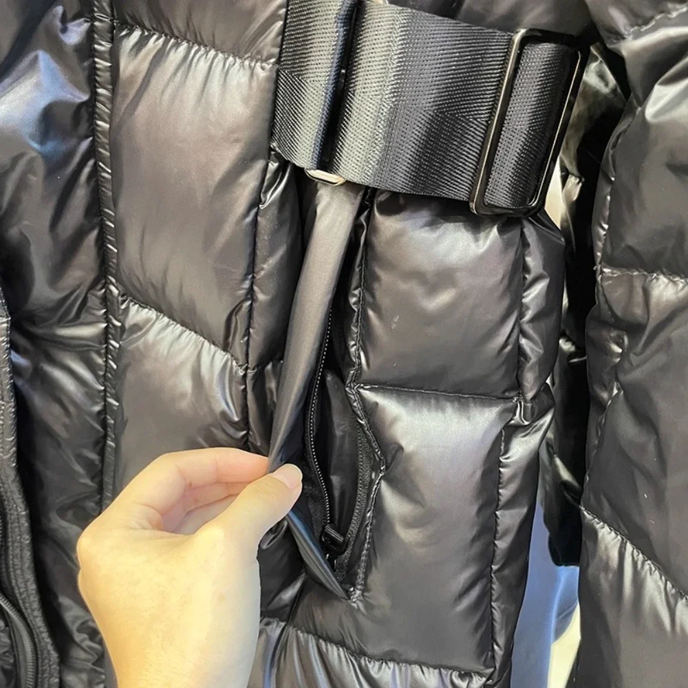 Femmes hiver à capuche coupe-vent blanc duvet d'oie manteau européen surdimensionné doudoune ample déplacements décontracté chaleur doudoune