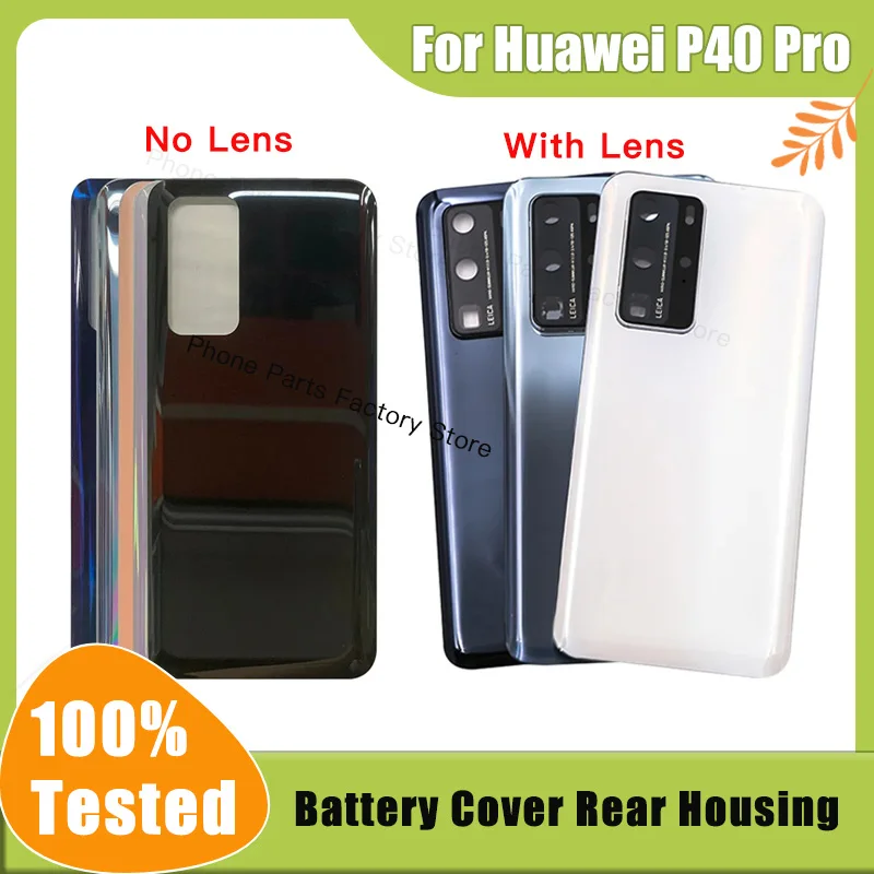 For Huawei P40 P40Pro Battery Back Cover 3D Glass Panel Rear Door For Huawei P40 Pro Housing Case + Camera Frame Lens Replace