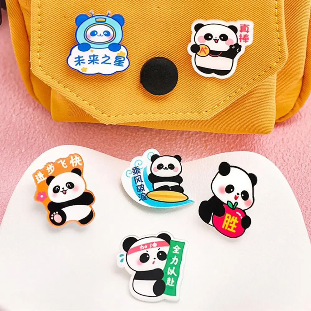 Chinese Style Cartoon Panda Brooch Cute Creative Children's Acrylic Badge Personality Fashion Inspirational Word Badge Kids