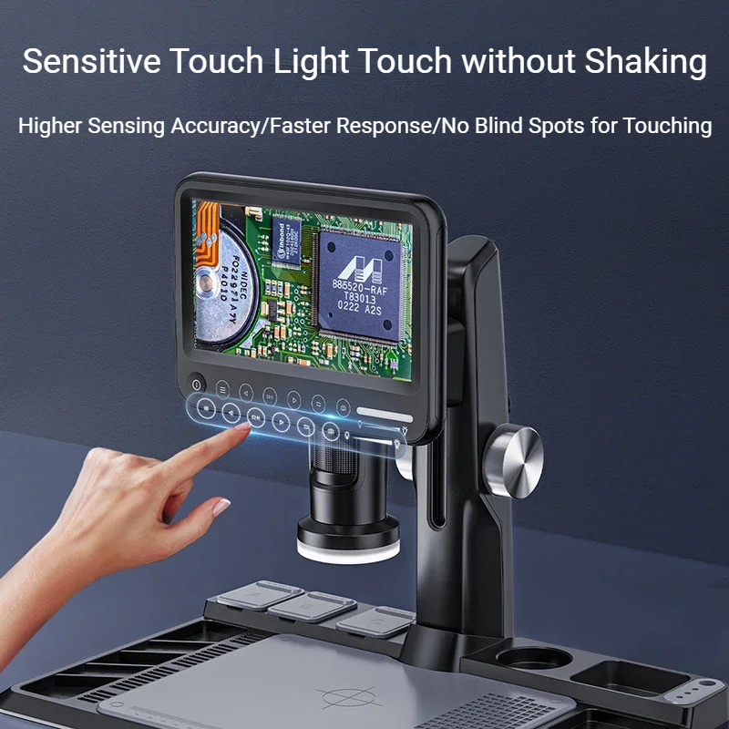 50X-1600X Digital Microscope for Electronics Repair HD 12MP 7" Screen Soldering Microscope With 600℃ Heat Insulation Pad