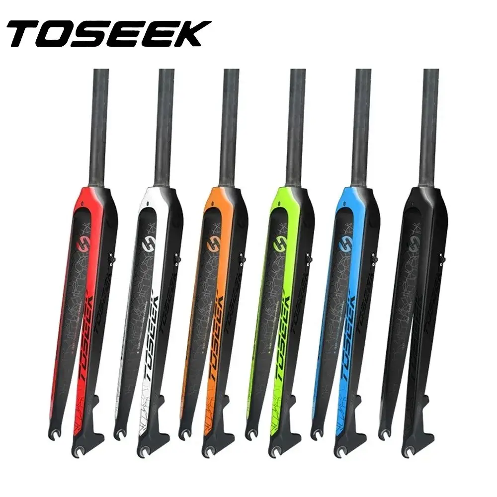 TOSEEK-Carbon Front Fork Fit for Wheel 26, 27.5er,29er, Orange, Red, White, Black, Blue, Green, Mountain Bike