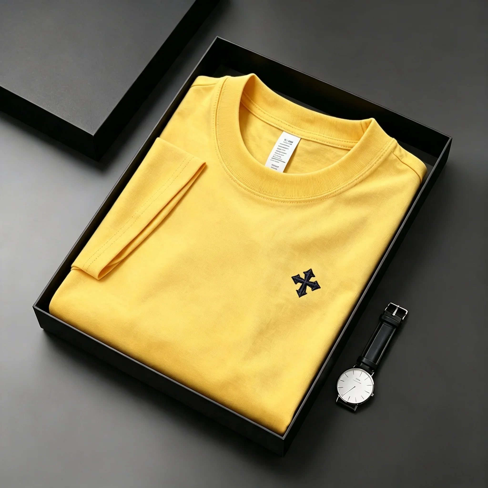 2026 new Men's Cotton Crew Neck Short Sleeve Embroidered T-shirt High Quality Eco-Friendly Soft Comfort Fabric Breathable Sports