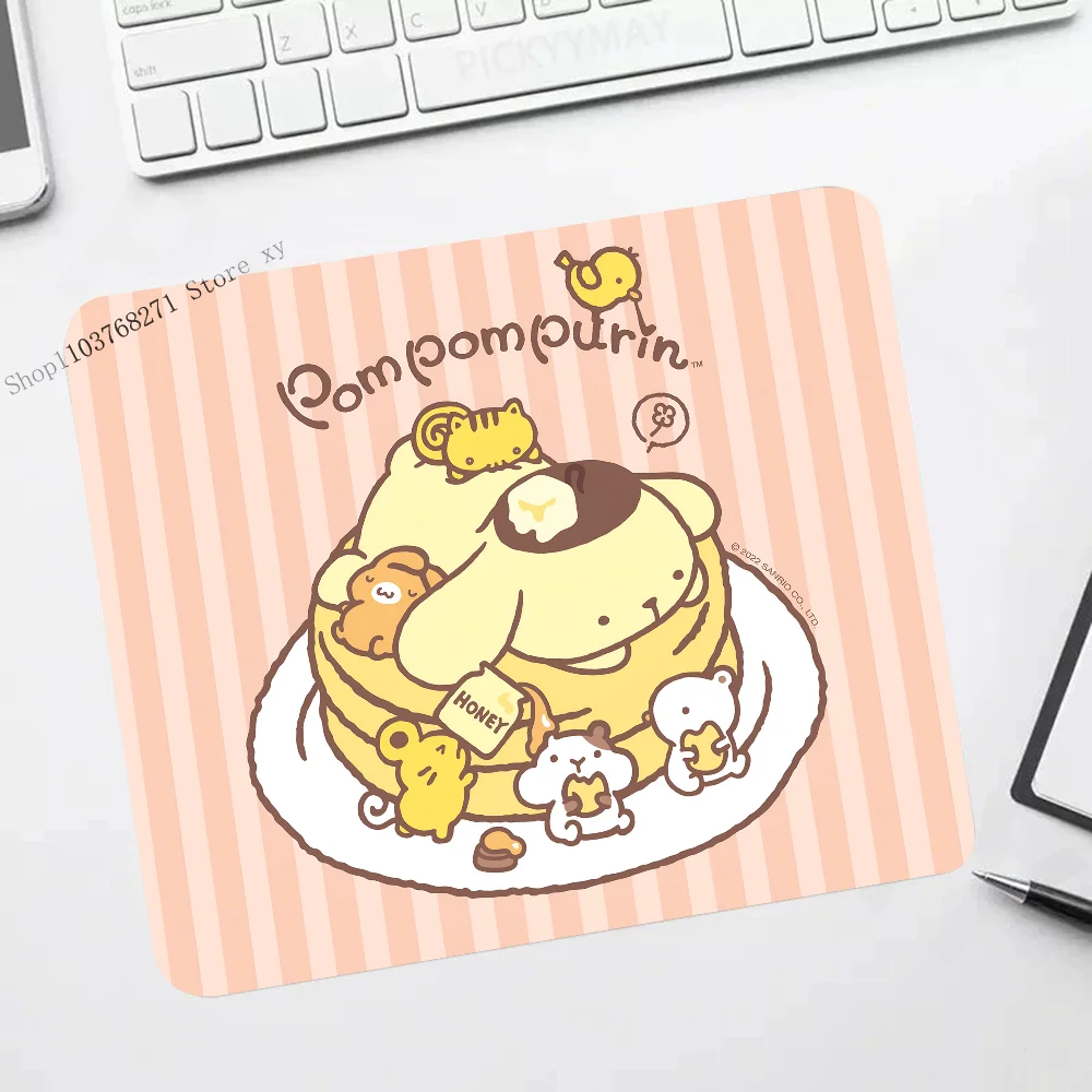 

1PC Sanrio Kawaii Cute Pompompurin Small LockEdge Mouse Pad For Gamers Computer Desk Pad Rectangular Anti-slip Rubber