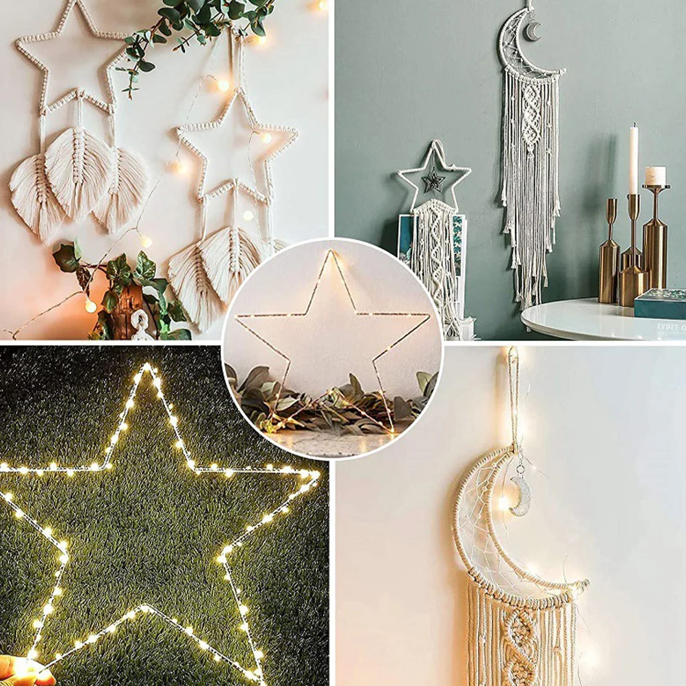 

3pcs Metal Dream Catcher Hoop Rings Decorative Diy Macrame Star Rings Wedding Party Decor Smooth Surface No Fading