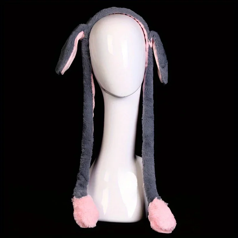 Movable Rabbit Ears Hairband Plush Moving Warm Bunny Airbag Headband Funny Sweet Gift Hair Hoop Hair Accessories for Women Girls