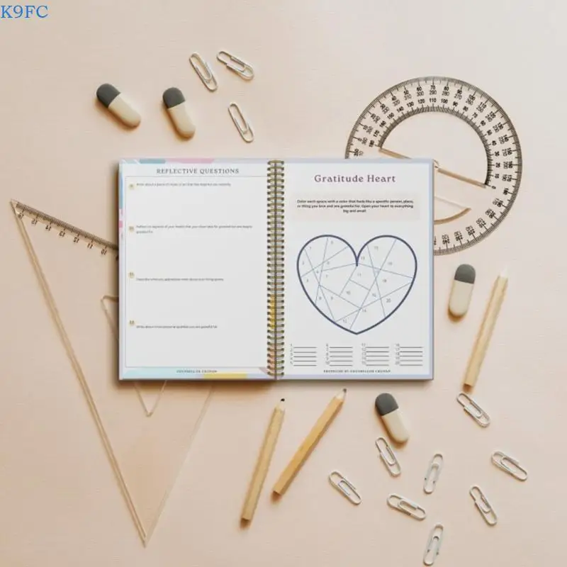 K9FC Mental Wellness Gratitude Planner Notebook Twin Coil Binding Gratitude Journal for Daily Positive Thinking Tracking