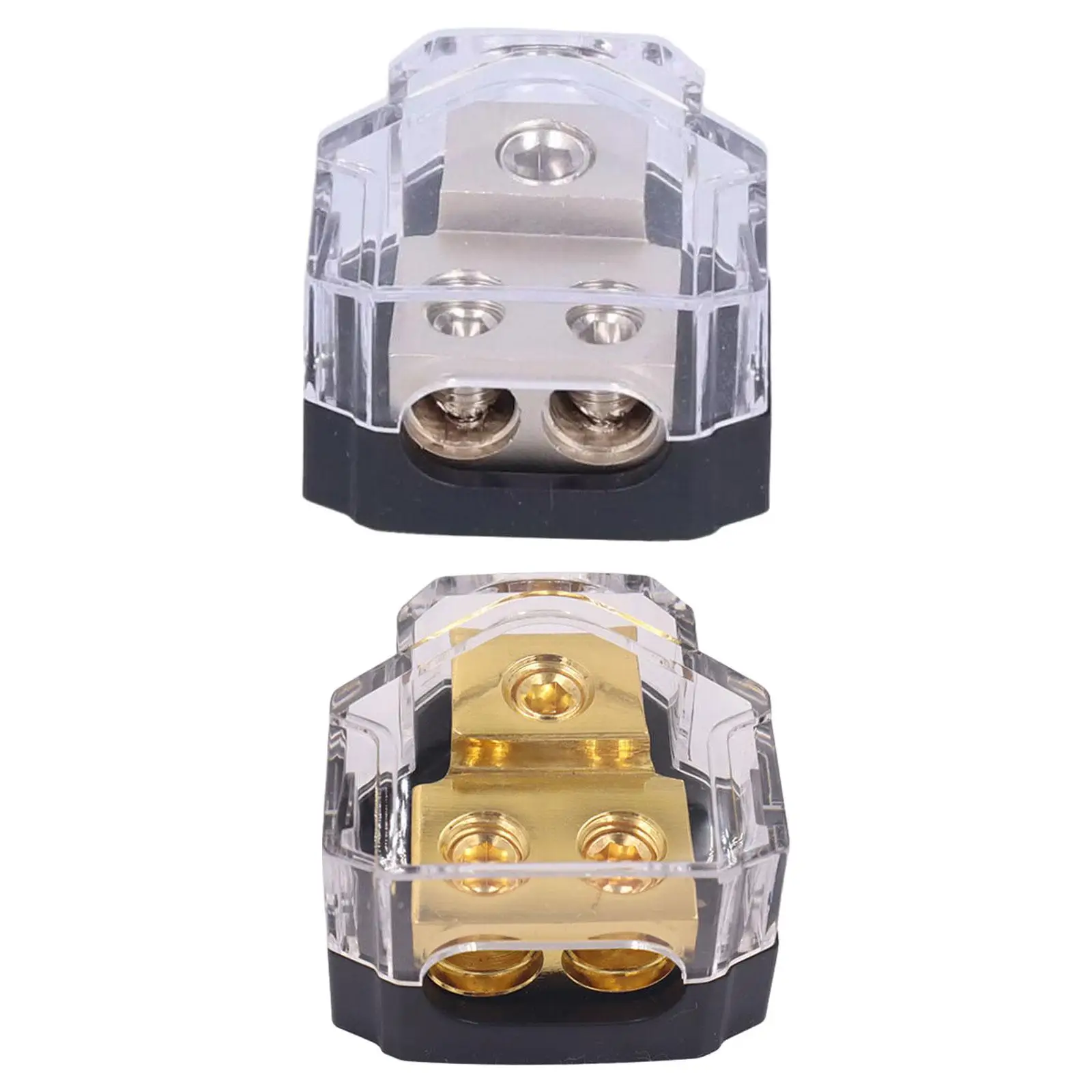 2 Way Power Distribution Block for Car Audio Accessory Clear Cover Sturdy Repair Parts 0 Gauge in 4 Gauge Out Amplifier Splitter
