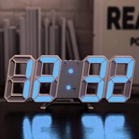 3D LED Digital Alarm Clock, Easy Read LED Wall/Desk Clocks with Alarm, Time, Thermometer, Nightlight for Kitchen Bedroom Office