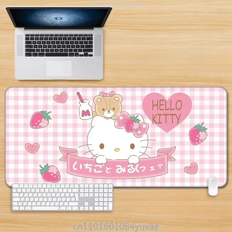 Hellokitty Pu Leather Mouse Pad Oversize Pink Cute Cartoon Girl Computer Table Mat Dormitory Oil-proof and Waterproof Tablecloth