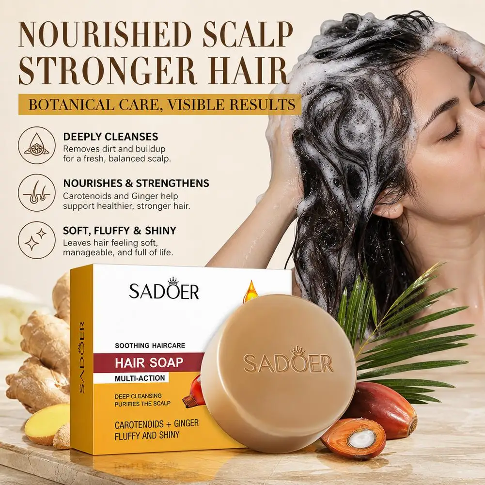 Ginger Shampoo Bar Natural Hair Soap Scalp Purifying Deep Cleansing Moisturizing Solid Hair Care Bar for All Hair Types