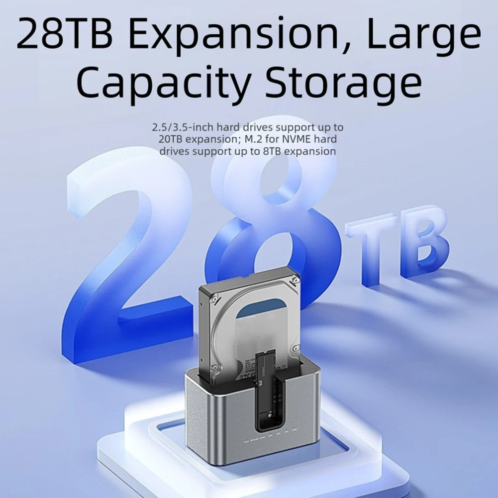 Storage Device For M.2 NVMe Solid-State Drive Enclosure Double Disk Slots For SATA Offline Copy Hard Drive Base Computer Office