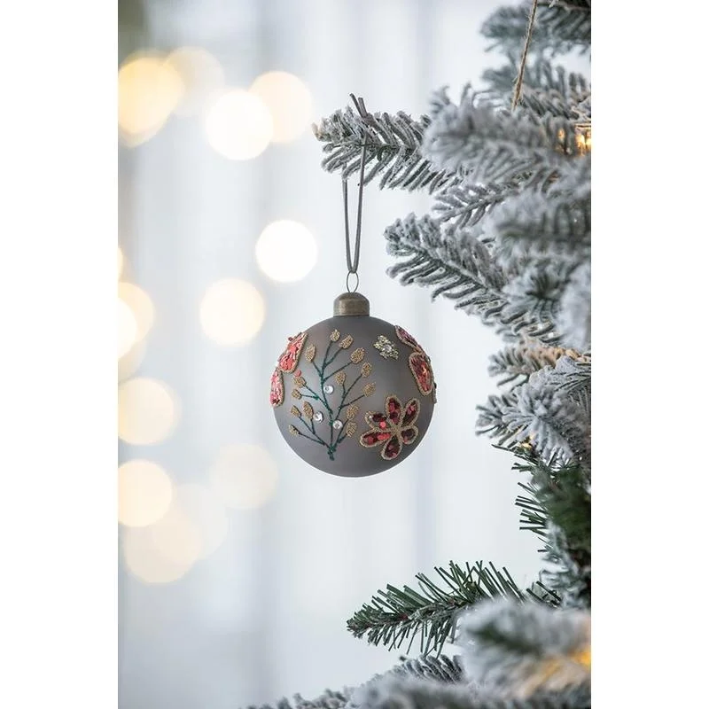 

D3.9" Glass Christmas Ornaments Set of 6 for Tree and Party Decor