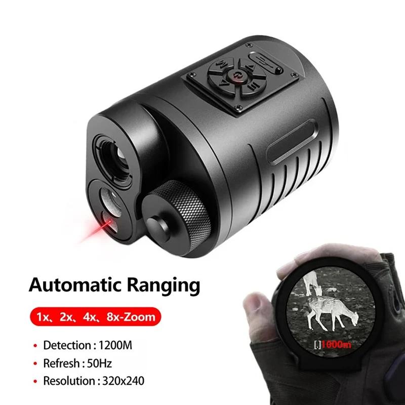Thermal Imaging Rangefinder Scope 320*240 50Hz Thermal Monocular 9.7mm Lens Thermal 1-8X Zoom NETD 40 Sight Hunting