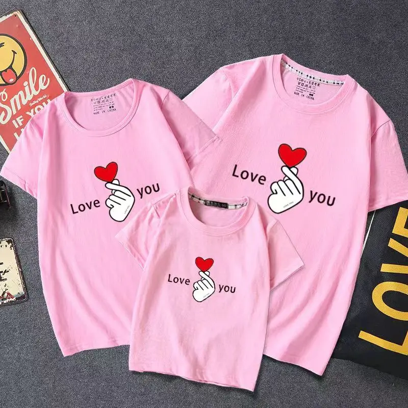 Summer pure cotton family clothing 2024 new three family mother and daughter fashion short-sleeved couple T-shirt men and women