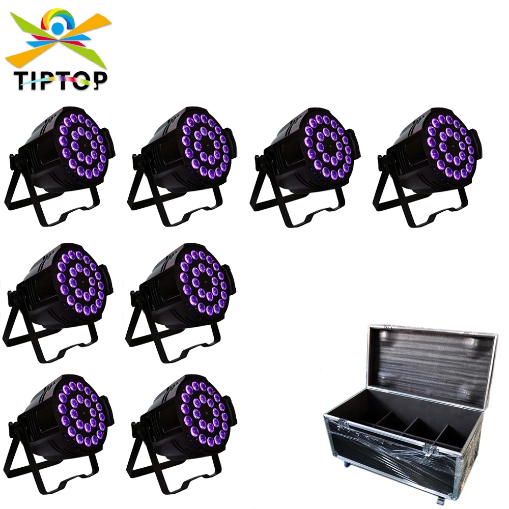 Road Case 8in1 Pack 200W RGBWAP 6IN1 DJ Par DMX LED Par Light Good Quality 24x18w Disco Wedding Party Stage Show Uplighting Lamp