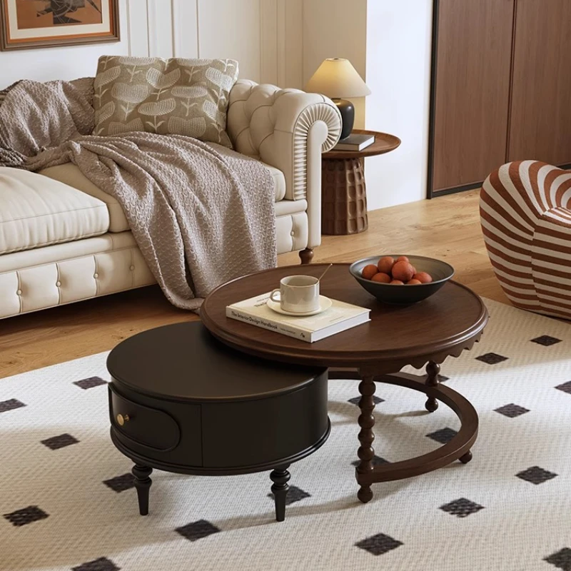 

table, living room household solid wood, small apartment new French style, high-end coffee table, TV cabinet combination