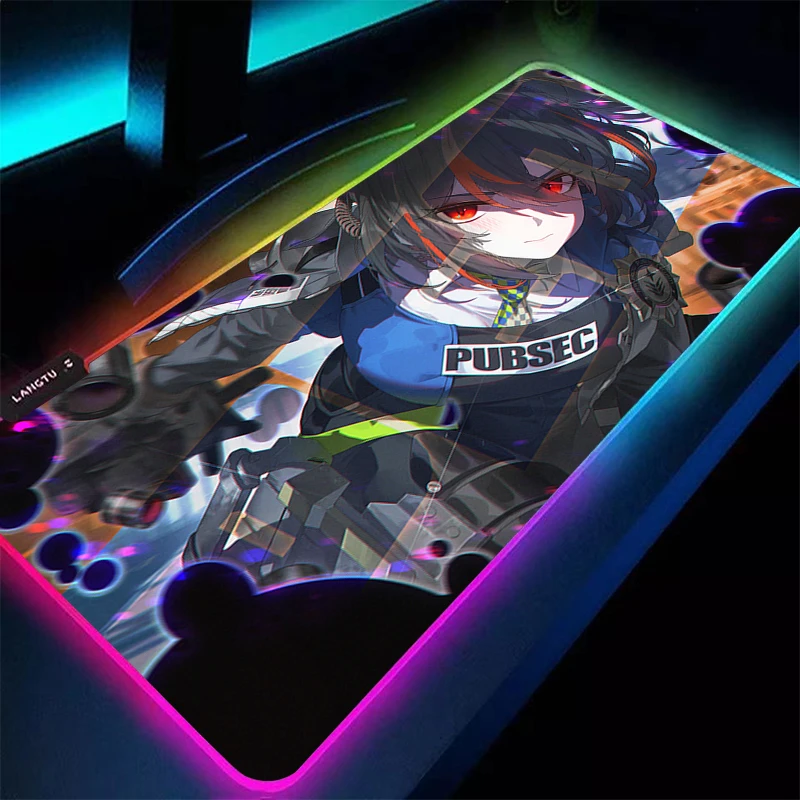 Alfombrilla de ratón LED Anime ordenador Gamer Gaming Zenless Zone Zero alfombrilla de ratón Zhu Yuan RGB escritorio Mause Pad Kawaii chica teclado alfombrilla de ratón