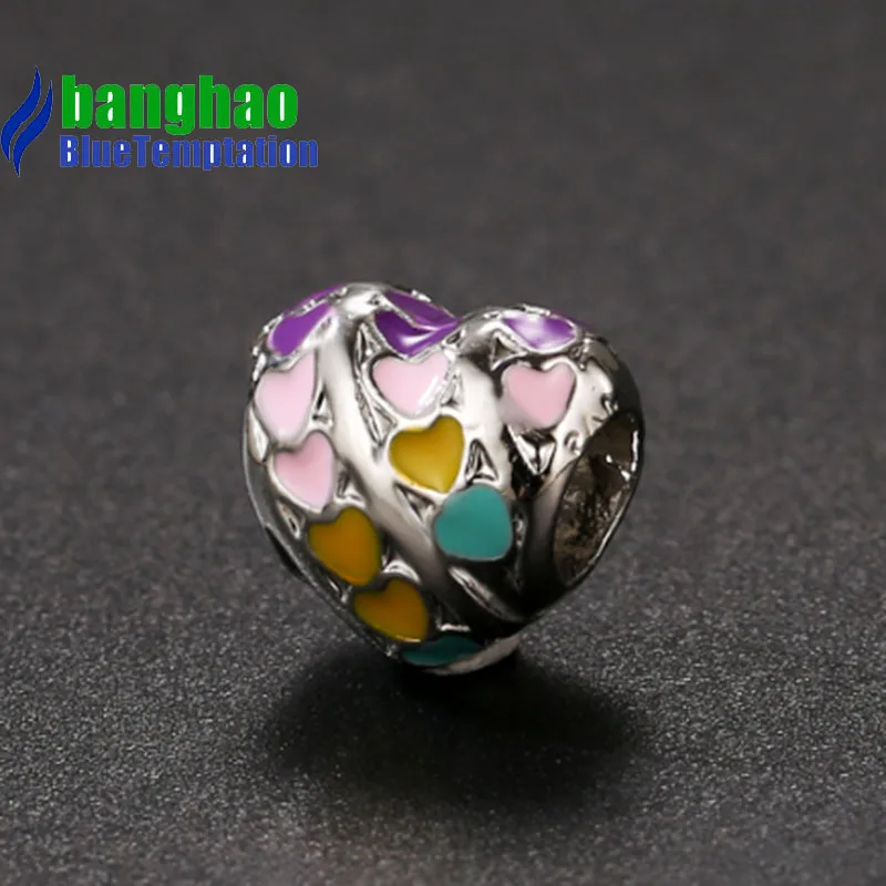 Wholesale DIY Fashion Heart shape Charm for making accessories for jewelry alloy pendants bracelets beads ENM635