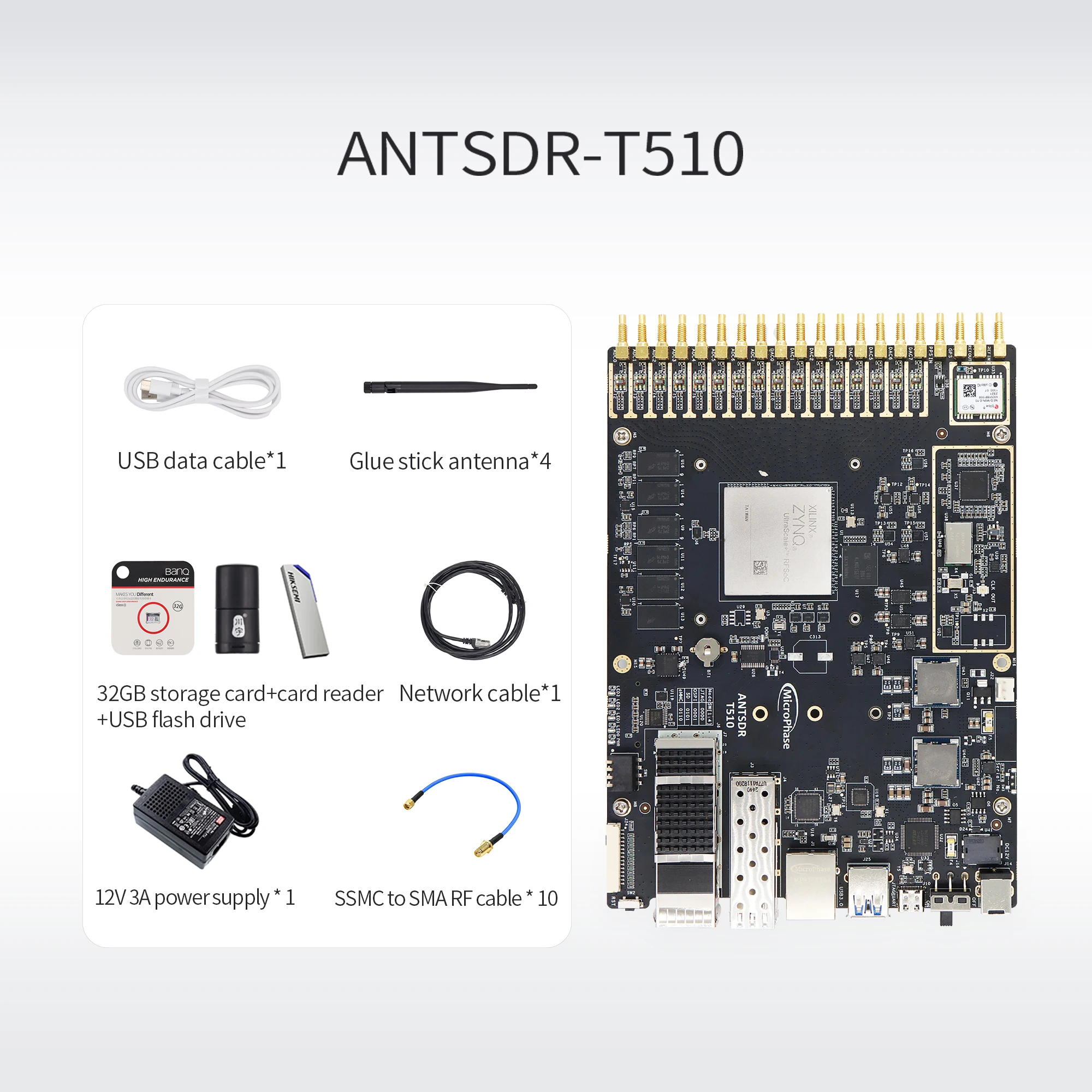 Placa de desenvolvimento microfásica T510 Xilinx FPGA ZYNQ UltraScale + RFSOC XCZU47DR ADC 14bit 5Gsps DAC 14bit 9.85Gsps