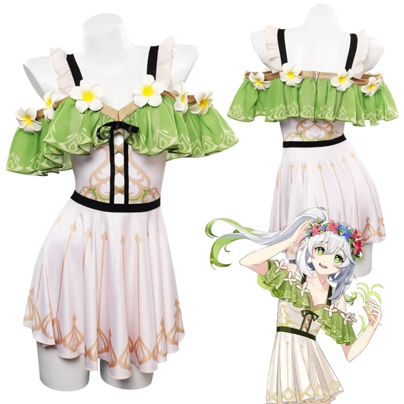 나히다 코스프레 섹시한 카와이 수영복, 여성 코스튬 애니메이션 게임, 원신 임팩트 롤플레이 수영복, 비키니 목욕 세트, 여름