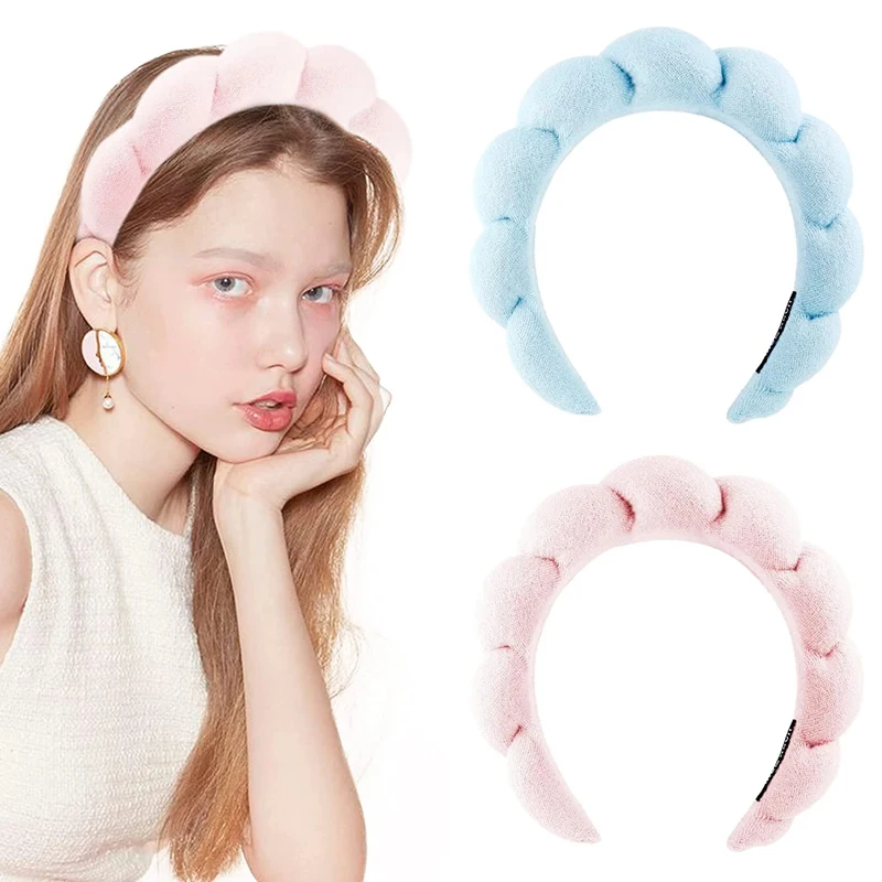 Terry Towel Headband Color Sponge Hairband Spa Headbands for Women Skincare Headband Face Makeup Headwear Hair Accessories