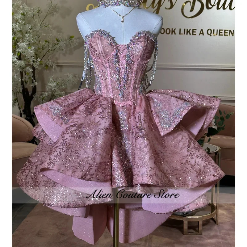 Modern Strapless Quinceanera Dresses Detached Dance Skirt  Lace Robe Princess Customized vestido de 15 quinceañera