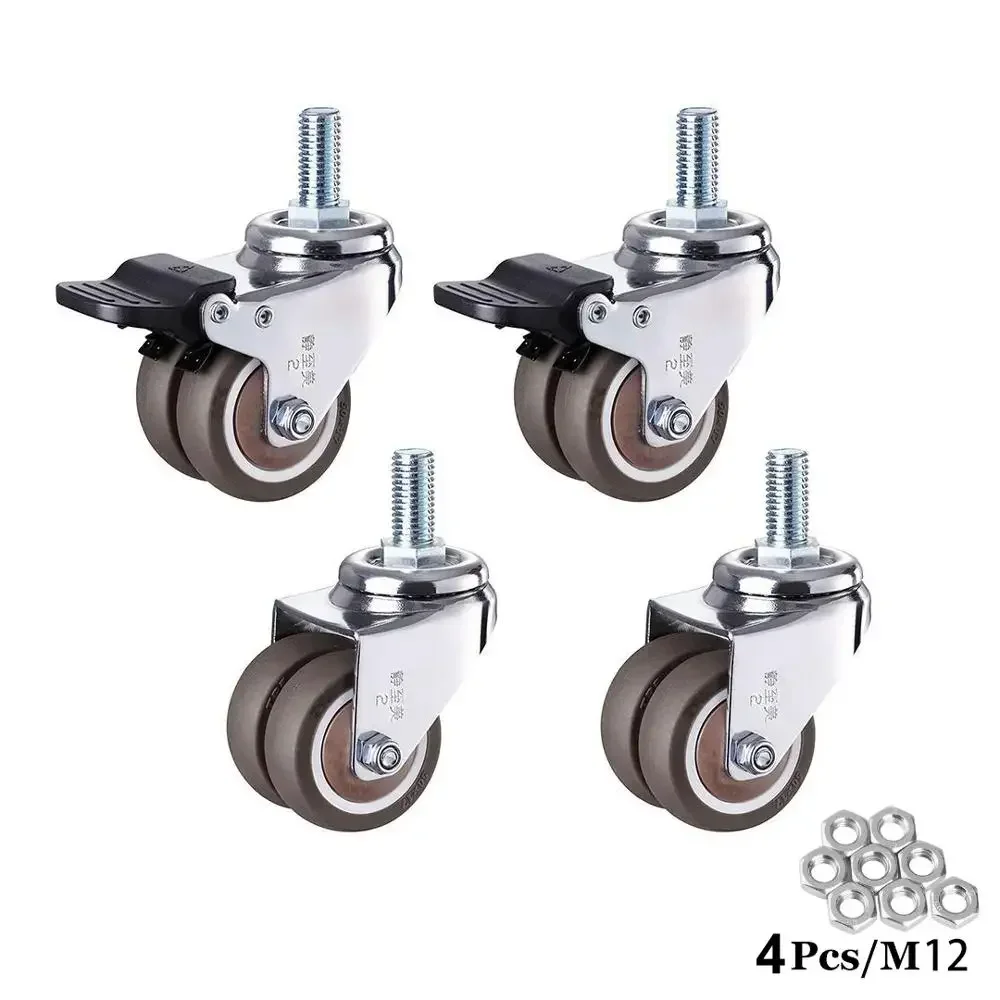 4pcs-set-2”-heavy-duty-swivel-stem-rubber-caster-wheels-m12-x-25mm-locking-casters-replacement-casters-for-furniture