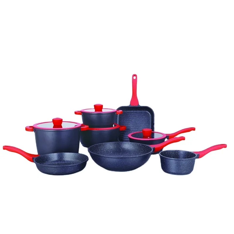 Professional Manufacturer Fry Pan Set Non-Stick Coating Aluminum Cookware Sets With Detachable Handle