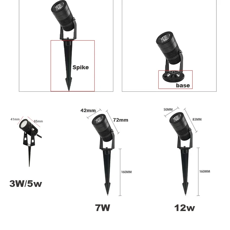 LED Garden Lights 3W 5w 12w DC12v 24v 220V Outdoor Spotlight With Spike IP66 Waterproof Garden Landscape Green Decorative Lamp