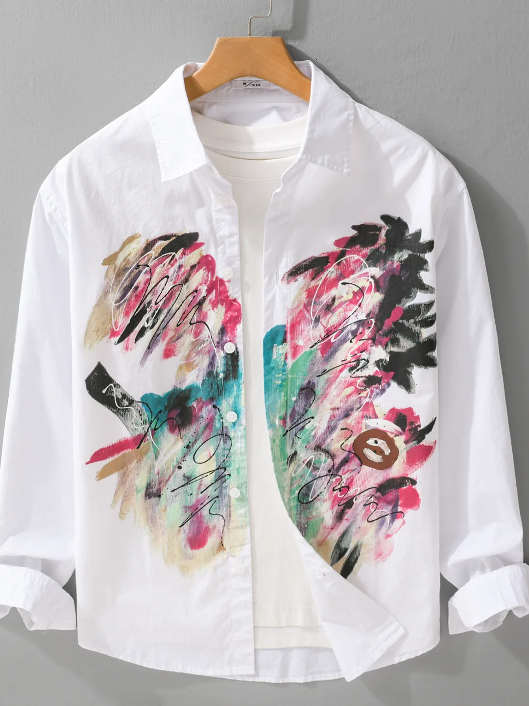 

Spring Autumn Men's Long Sve Cotton irt Casual Digital Print Luxury Trendy Personali Loose Fit Button up Casual irt
