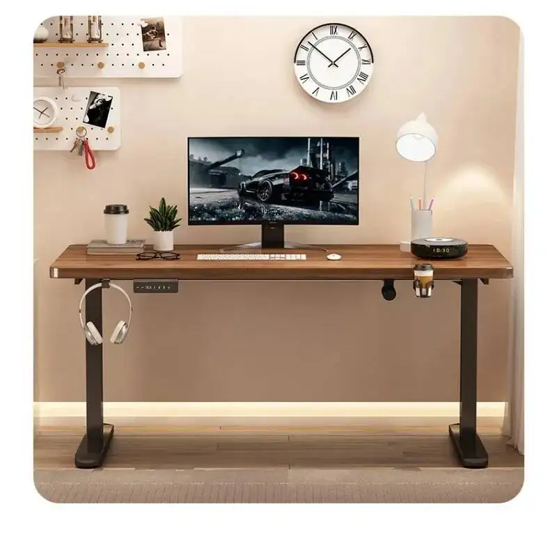 Wood Solid Electric Lifting Table, Intelligent Computer Table, Home Study Desk, Office Desk, Gaming Table, Bedroom Workbench