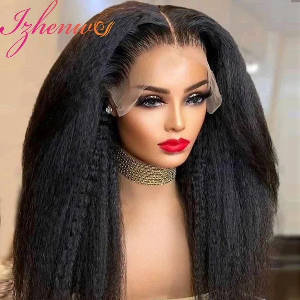 28 30 Inch Transparent 360 13x6 Lace Frontal Wig Pre Plucked Kinky Straight Lace Front Closure Human Hair Remy Wig For Women