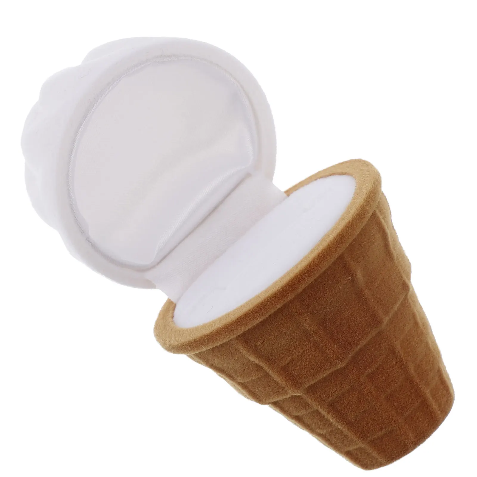 

Ice Cream Shape Ring Box Creative Jewelry Case Storage Brown Proposal Wedding Gift Packaging Container Travel Accessories