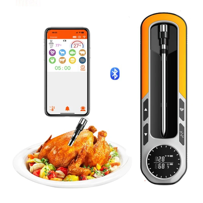

Wireless Bluetooth Meat Thermometer Digital Meat Thermometer Probe with APP LCD Screen Real-time monitoring for BBQ Oven Smoker