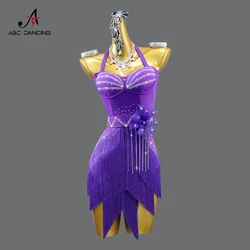 Latin Dance Stage Costume Line Fringe Clothes Womens Evening Dress Girls Party Suit 2024 Practice Wear Sexy Prom Skirt Customize