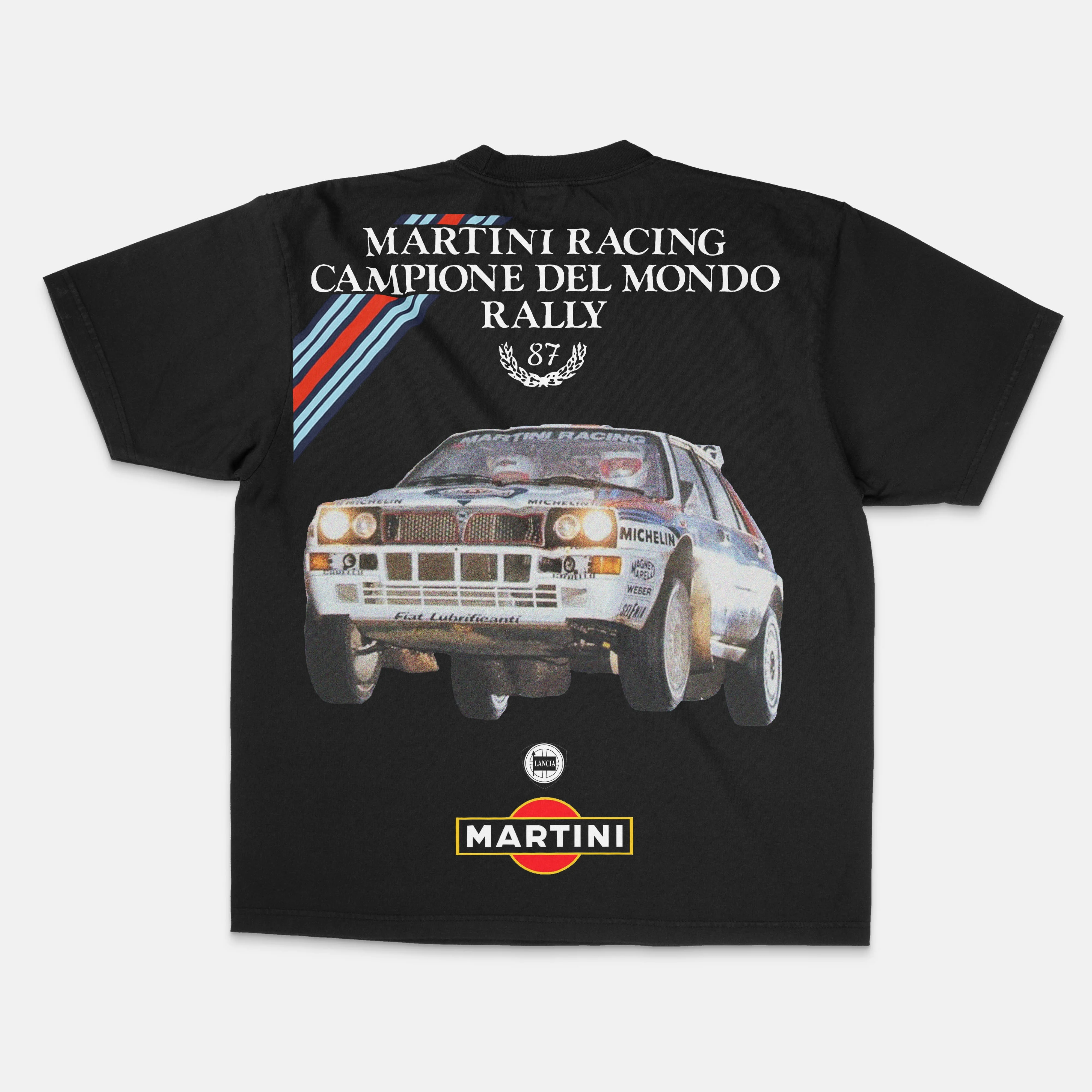 1987 Martini Racing Lancia Campione Del Mondo Rally Retro Racing T-Shirt Cotton Graphic Tee Men Women Summer Streetwear